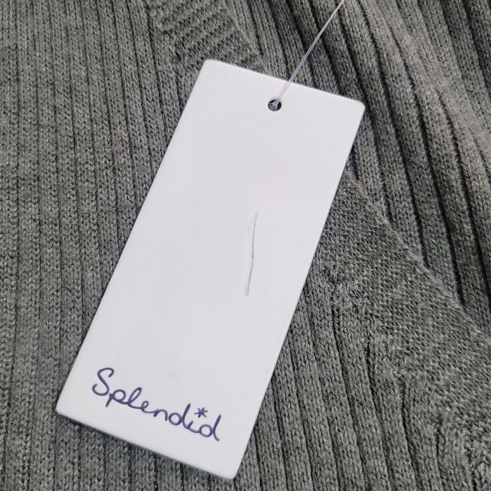 Splendid Rib Wide Leg Crop Pant In Soft Vintage Olive Branch, XL, - Picture 8 of 11